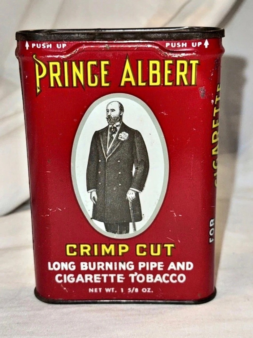 Prince Albert Crimp Cut Long Burning Pipe and Cigarette Tobacco Pocket Tin Red &